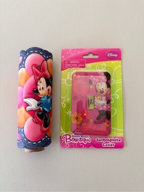 Disney Minnie Mouse Pink & Green Light Switch Plate Cover & Border
